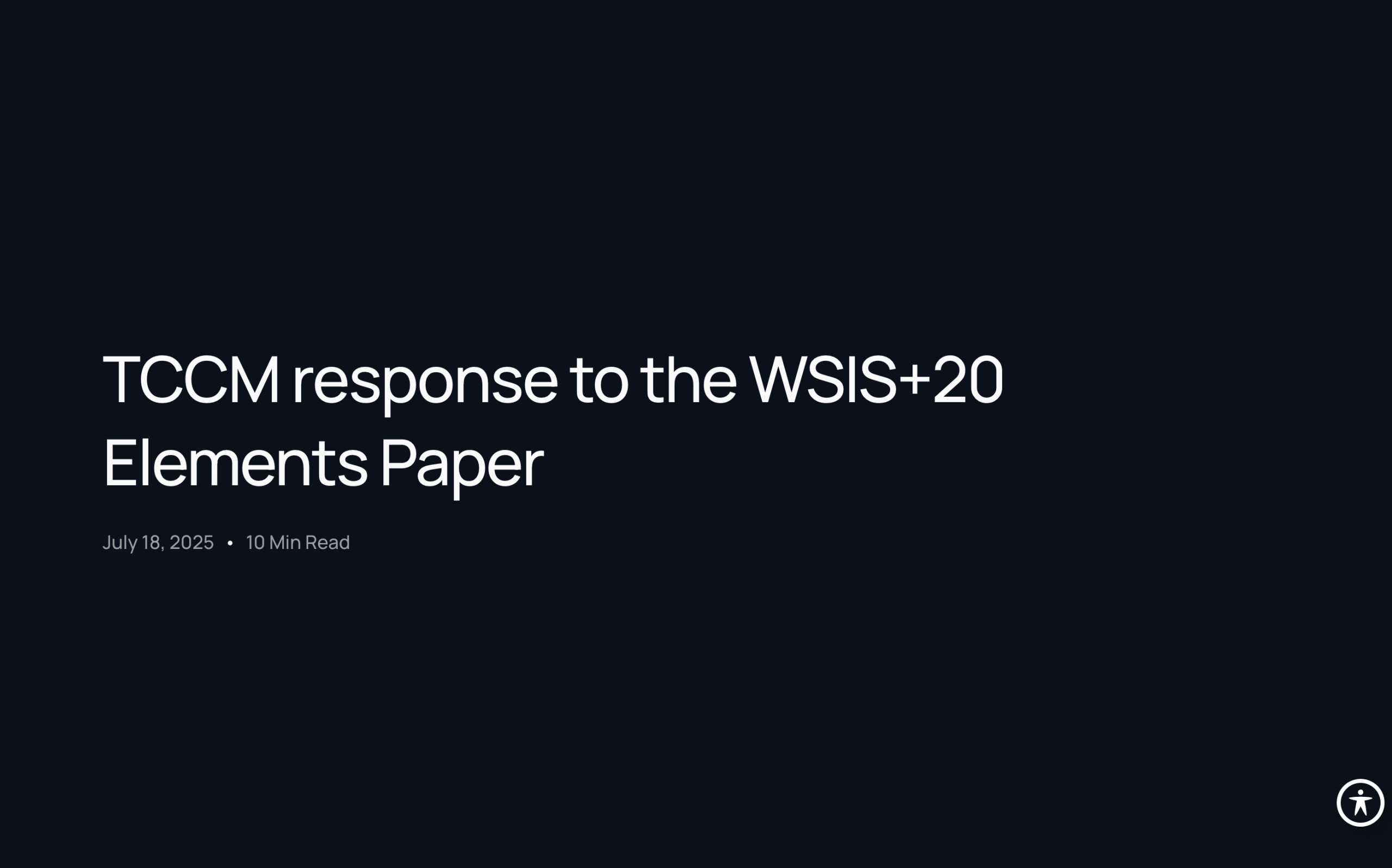 Title image: TCCM response to the WSIS+20 Elements Paper